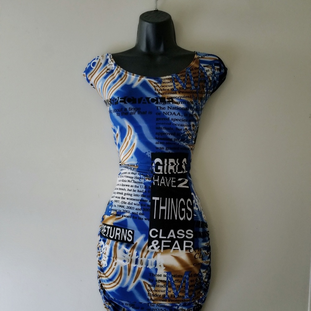 Sexy Blue Stretch Womens Club Party Dress Medium